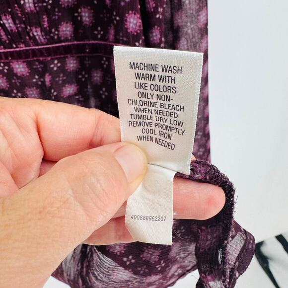 Apt. 9 Sheer Babydoll Blouse Size L Y2K Burnout Velvet Floral Boho Top - Picture 7 of 9